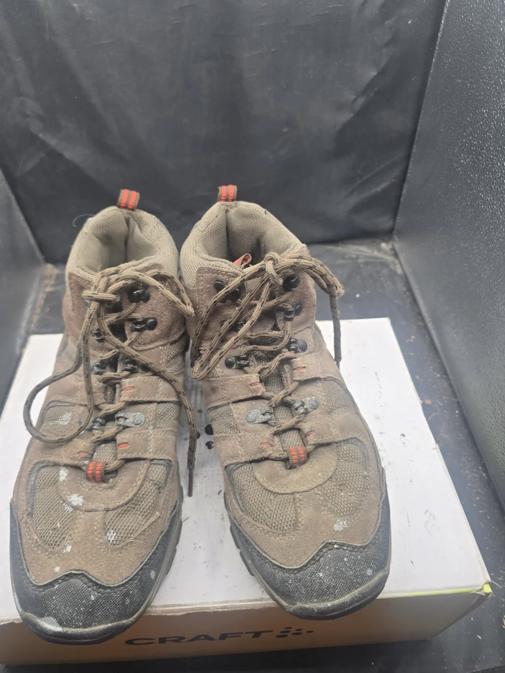 Craft Men's Brown Outdoor Hiking Boots with Orange Accents